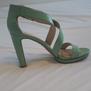 Calvin Klein mint green patent heeled sandals